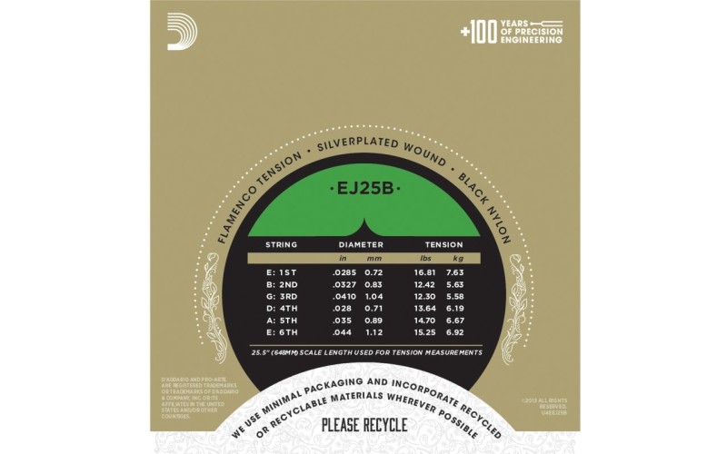 D'ADDARIO EJ25B - струны для классической гитары Flamenco 