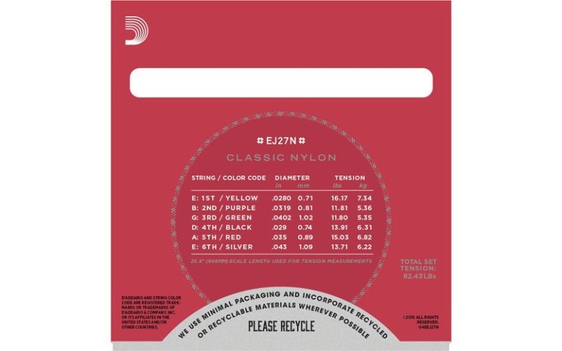 D'ADDARIO EJ27 N-3D - Струны для классической гитары