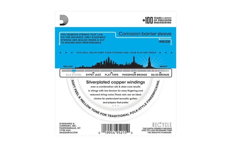 D'ADDARIO EJ35 стр. для 12- стр. гит., посеребренные сталь/шелк, 11-47