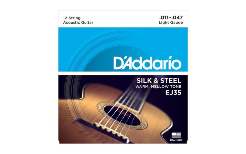 D'ADDARIO EJ35 стр. для 12- стр. гит., посеребренные сталь/шелк, 11-47