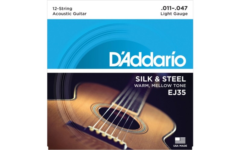 D'ADDARIO EJ35 стр. для 12- стр. гит., посеребренные сталь/шелк, 11-47