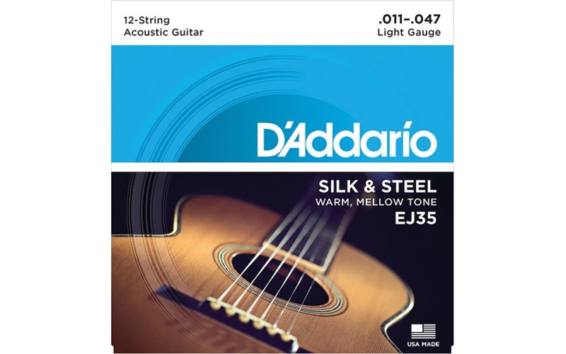D'ADDARIO EJ35 стр. для 12- стр. гит., посеребренные сталь/шелк, 11-47