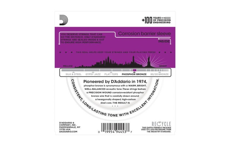 D'ADDARIO EJ38H дополнительные 6стр. для 12-струнной гитары, 10-27