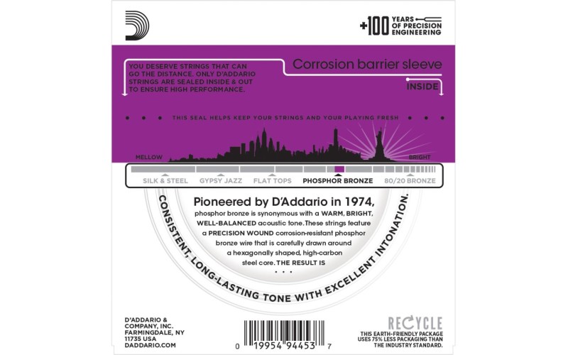 D'ADDARIO EJ38H дополнительные 6стр. для 12-струнной гитары, 10-27