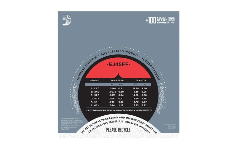 D'ADDARIO EJ45FF струны для классической гитары, карбон, Normal Tension