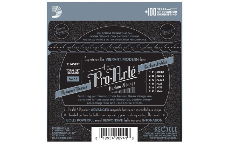 D'ADDARIO EJ45FF струны для классической гитары, карбон, Normal Tension