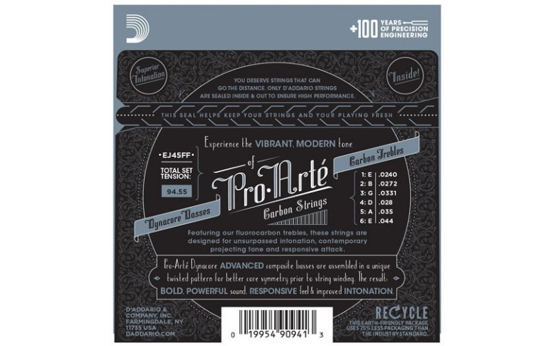 D'ADDARIO EJ45FF струны для классической гитары, карбон, Normal Tension