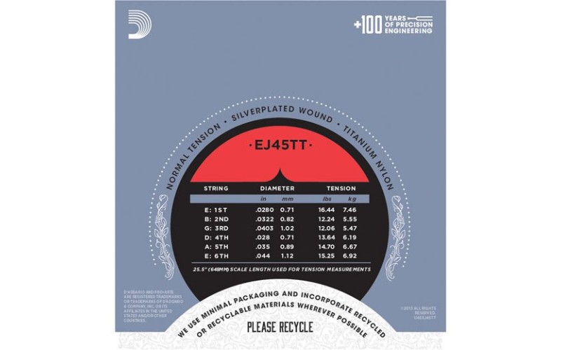 D'ADDARIO EJ45TT - струны для классической гитары