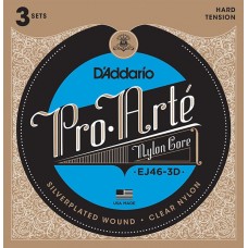 D'Addario EJ46-3D Pro-Arte Nylon Струны для классической гитары, сильное натяжение, 3 комплекта