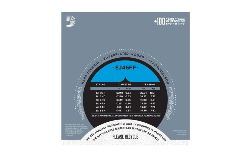 D'ADDARIO EJ46FF струны для классической гитары, карбон, Hard Tension