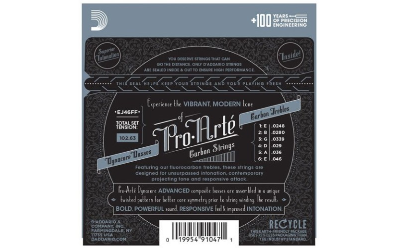 D'ADDARIO EJ46FF струны для классической гитары, карбон, Hard Tension