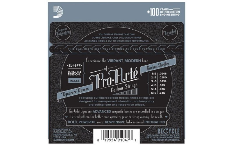D'ADDARIO EJ46FF струны для классической гитары, карбон, Hard Tension