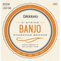 D'Addario EJ55 Комплект струн для 5-струнного банджо, фосф.бронза, Medium, 10-23