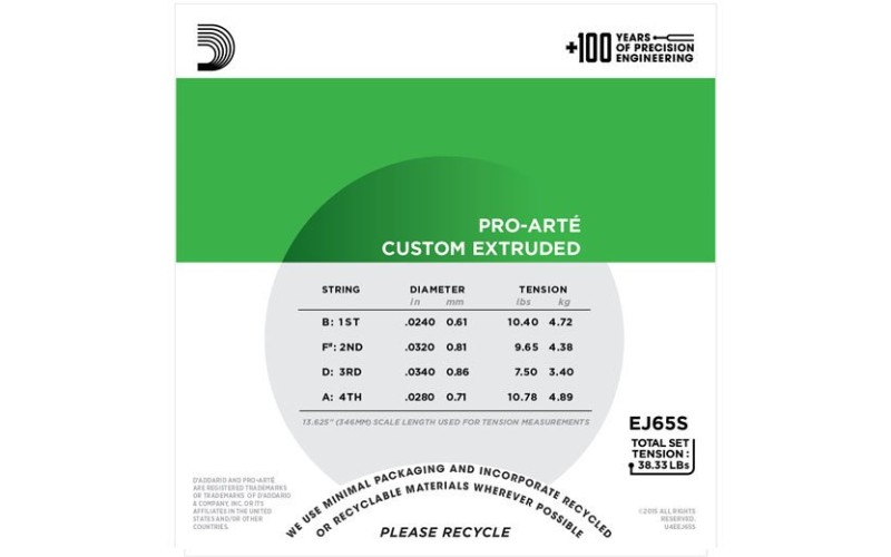 D'ADDARIO EJ65S струны для укулеле сопрано, чистый нейлон