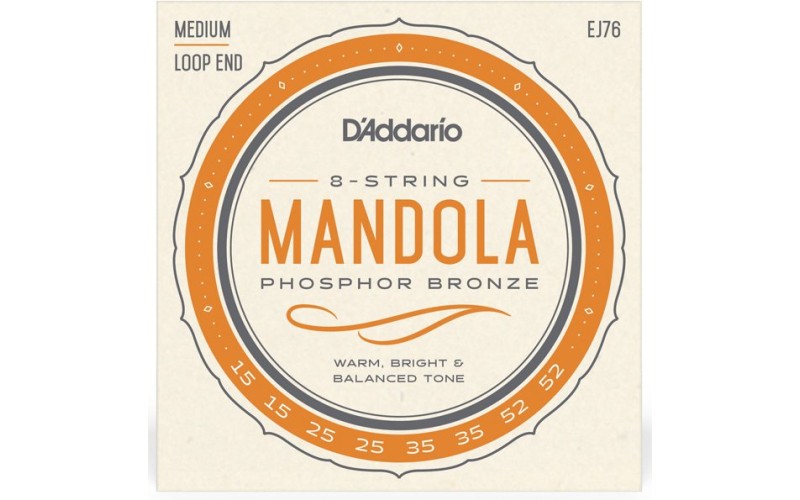 D'Addario EJ76 Комплект струн для мандолы, фосфорная бронза, 15-52