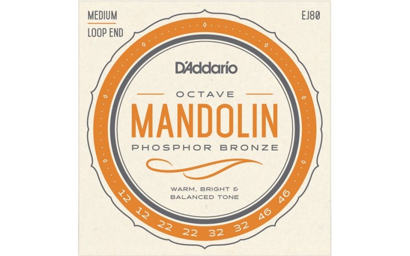 D'Addario EJ80 Комплект струн для мандолины октавной, фосфорная бронза, 12-46