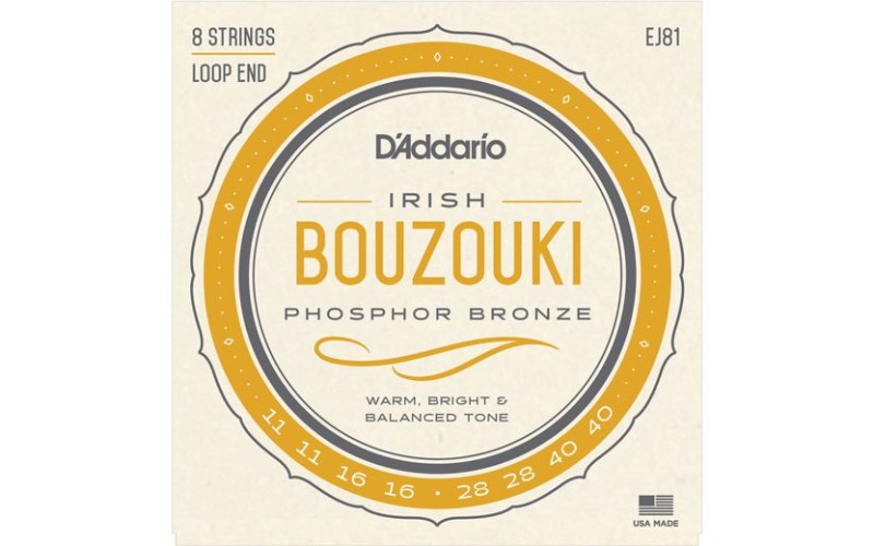 D'Addario EJ81 Комплект струн для ирландского бузуки, фосфорная бронза, 11-40