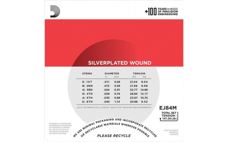 D'ADDARIO EJ84M струны для акустической гитары типа Selmer, 11-45
