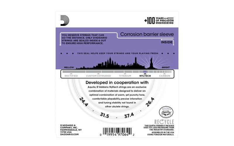 D'ADDARIO EJ88C струны для укулеле Concert, серия Nyltech