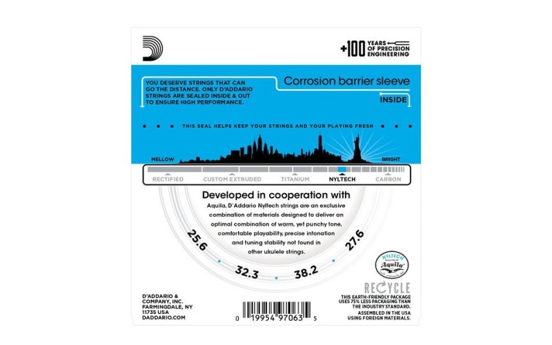 D'ADDARIO EJ88T струны для укулеле Tenor, серия Nyltech