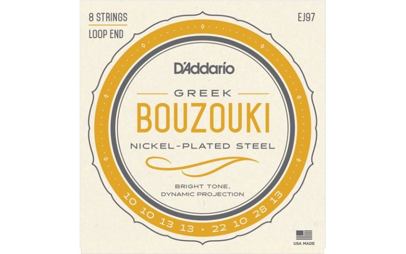 D'Addario EJ97 Комплект струн для греческого бузуки, никелированные, 10-28