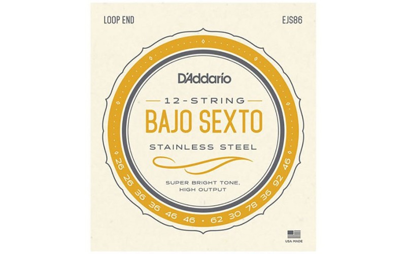 D'Addario EJS86 Bajo Sexto Комплект струн для бахо сексто, сталь, 26-92