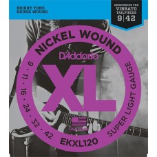 D'Addario EKXL120 Nickel Wound Комплект струн для электрогитары, Super Light, усиленные, 9-42