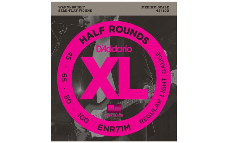 D'Addario ENR71M Half Rounds Комплект струн для бас-гитары, Regular Light, 45-100, Medium Scale