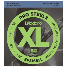 D'Addario EPS165SL ProSteels Комплект струн для бас-гитары, Custom Light, 45-105, Super Long Scale