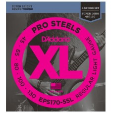 D'Addario EPS170-5SL ProSteels Комплект струн для 5-струнной бас-гитары, Light, 45-130, S.Long