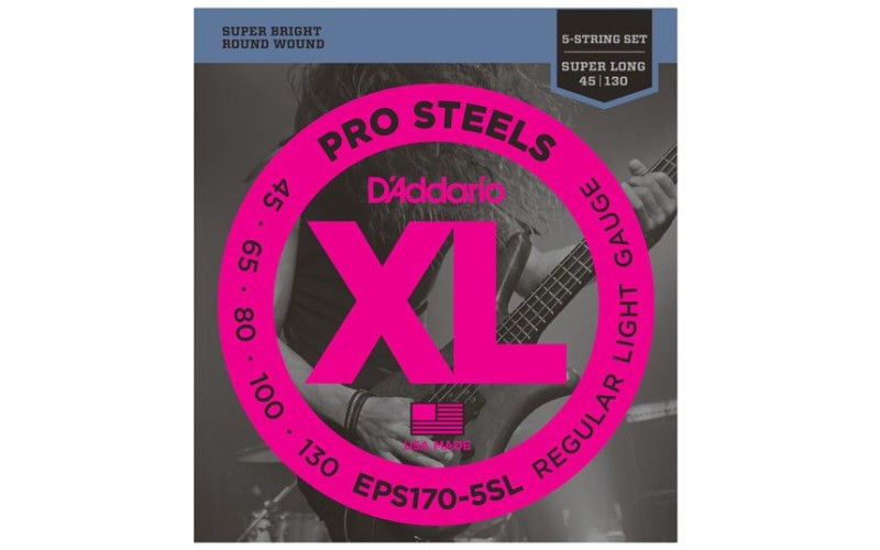 D'Addario EPS170-5SL ProSteels Комплект струн для 5-струнной бас-гитары, Light, 45-130, S.Long