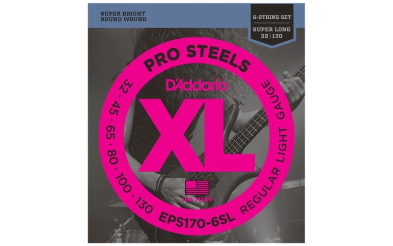 D'Addario EPS170-6SL ProSteels Комплект струн для 6-струнной бас-гитары, Light, 30-130, S.Long