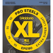 D'Addario EPS180 ProSteels Комплект струн для бас-гитары, Extra Super Light, 35-95