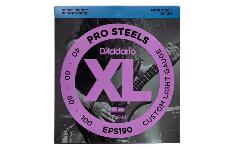 D'ADDARIO EPS190 PROSTEELS BASS CUSTOM LIGHT 40-100 струны для бас-гитары