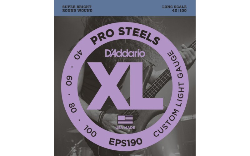 D'ADDARIO EPS190 PROSTEELS BASS CUSTOM LIGHT 40-100 струны для бас-гитары
