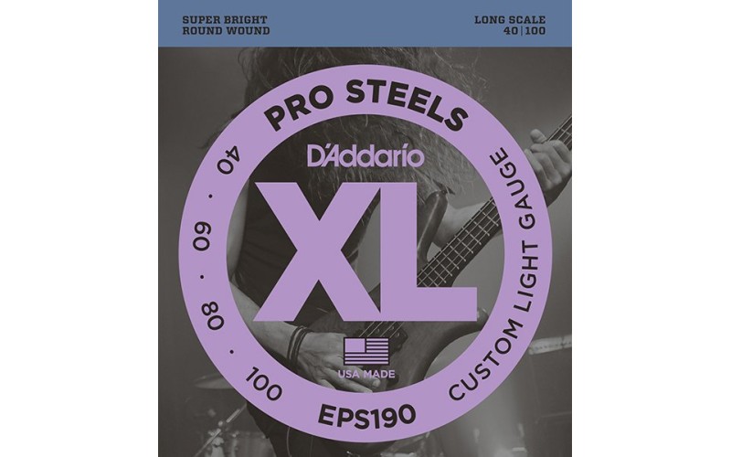 D'ADDARIO EPS190 PROSTEELS BASS CUSTOM LIGHT 40-100 струны для бас-гитары