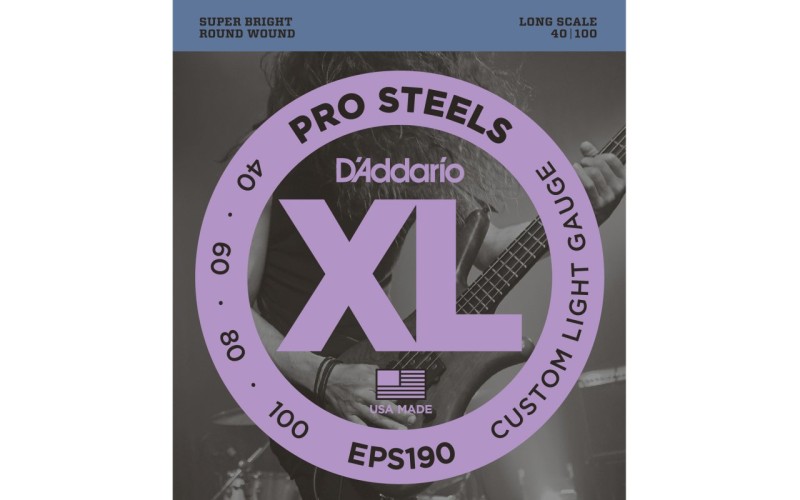 D'ADDARIO EPS190 PROSTEELS BASS CUSTOM LIGHT 40-100 струны для бас-гитары