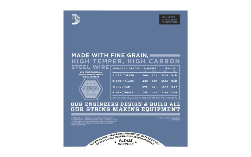 D'ADDARIO EPS220 - струны для 4х струнной бас-гитары, 40-95