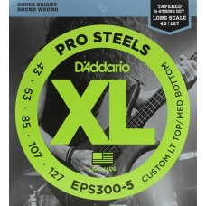 D'Addario EPS300-5 ProSteels Комплект струн для 5-струнной бас-гитары, Lt top/Med bottom, 43-127