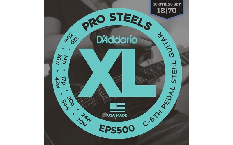 D'Addario EPS500 ProSteels Комплект струн для 10-струнной педальной слайд-гитары, 12-70, C6
