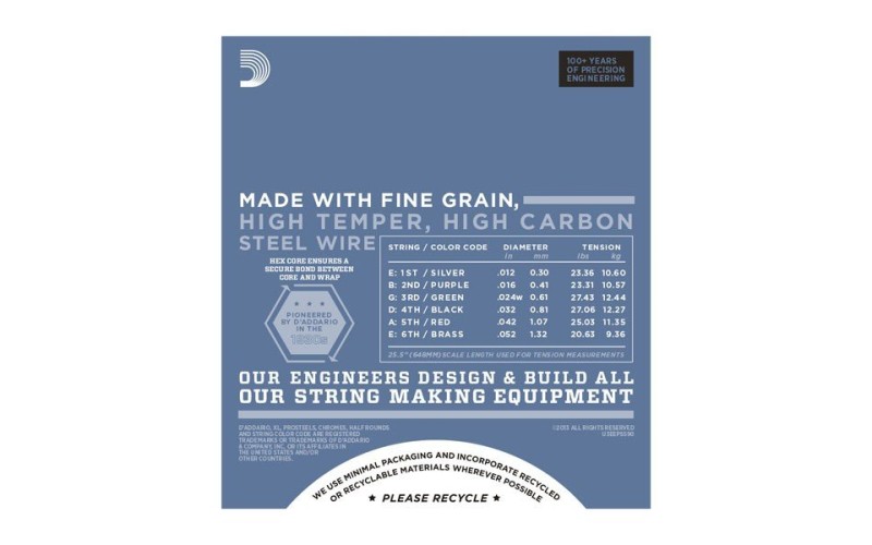 D'ADDARIO EPS590 струны для электрогитары ProSteel, 12-52