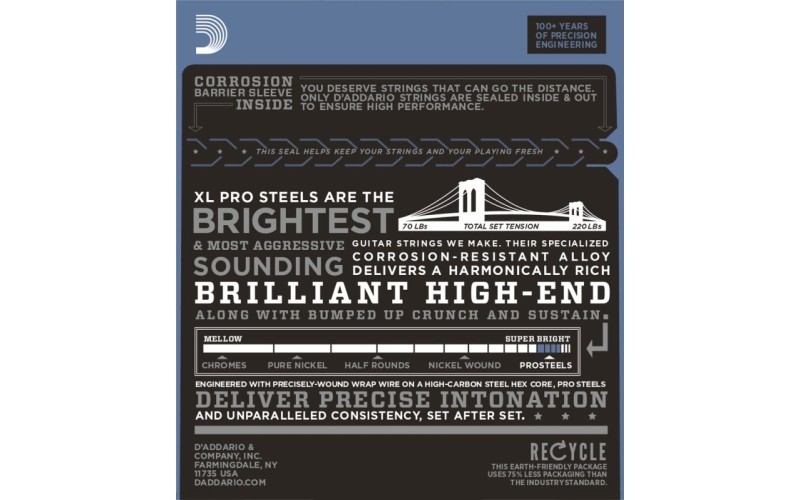 D'ADDARIO EPS590 струны для электрогитары ProSteel, 12-52