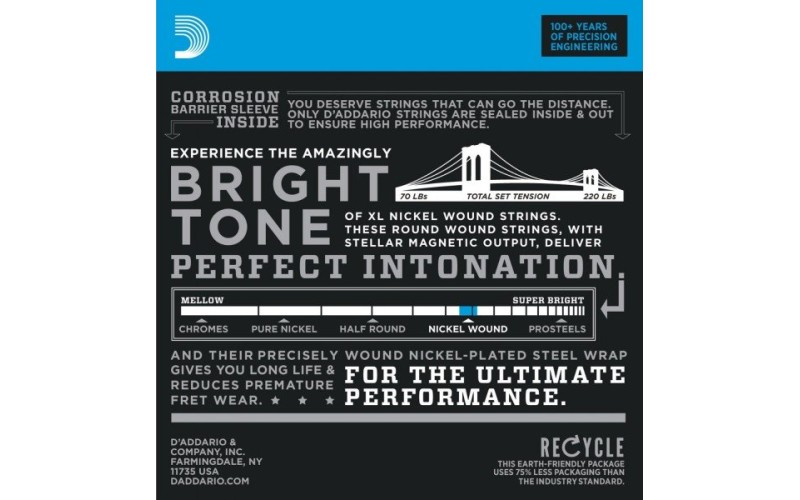 D'ADDARIO EXL110-3D 3 комплекта струн для электрогитары