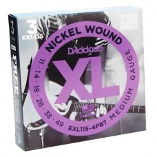 D'ADDARIO EXL115-4BT - 3 комплекта струн для электрогитары, 11-49 + 1 комплект EXL115BT в подарок