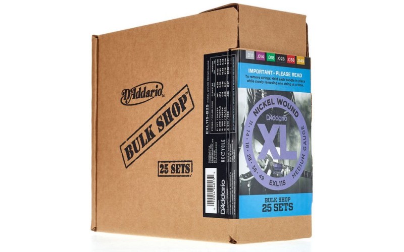 D'Addario EXL115-B25 Nickel Wound Струны для электрогитары, Medium, 11-49, 25 комплектов