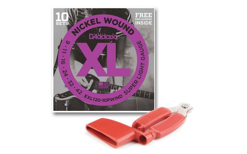 D'ADDARIO EXL120-10PWIND - 10 комплектов струн для электрогитары, 9-42 + вертушка в подарок