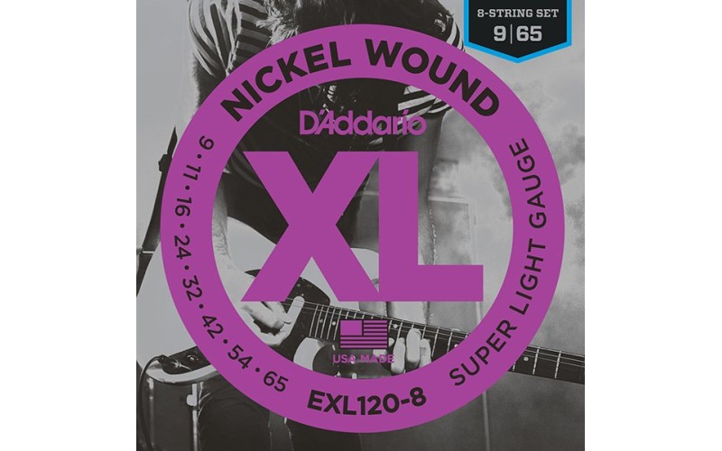 D'ADDARIO EXL120-8 - струны для 8-ми струнной электрогитары, 9-65