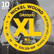 D'Addario EXL125-10P Nickel Wound Струны для электрогитары, S Light Top/Regular Bottom 9-46, 10компл