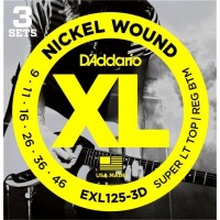 D'ADDARIO EXL125-3D 3 комплект струн для электрогитары, 9-46
