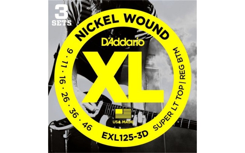 D'ADDARIO EXL125-3D 3 комплект струн для электрогитары, 9-46